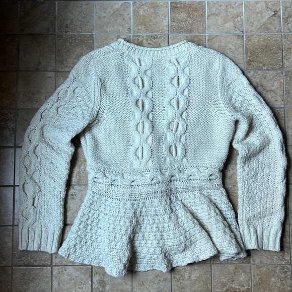 Anthropologie Sparrow Stitchy Peplum Cardigan Tie Waist Wool Blend Sweater - Picture 6 of 14